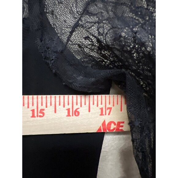 rickie freeman TERI JON Black Lace Pleated Cut Hem Short Sleeve Women's Size 8 - Picture 7 of 12